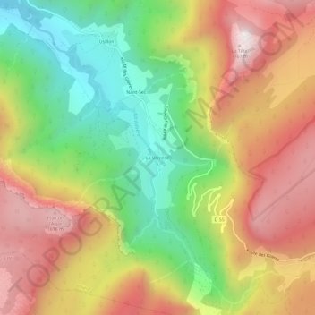 La Verrerieの地形図、標高、地勢