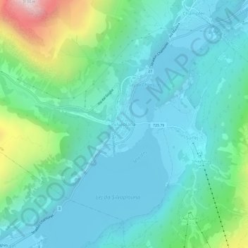Silvaplanaの地形図、標高、地勢