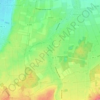 Dösingenの地形図、標高、地勢