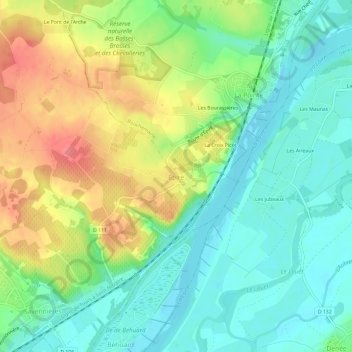 Épiréの地形図、標高、地勢
