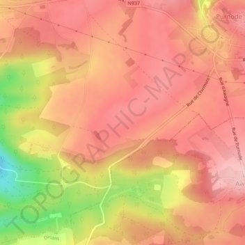 Chirmontの地形図、標高、地勢