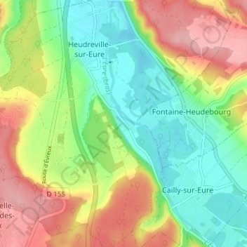 Lalondeの地形図、標高、地勢