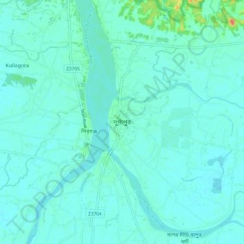 Durgapurの地形図、標高、地勢