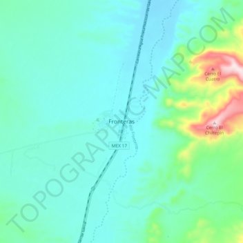 Fronterasの地形図、標高、地勢