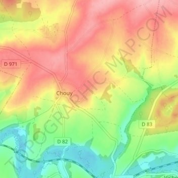 Le Bout du Montの地形図、標高、地勢