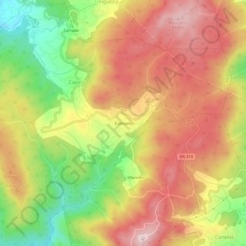 Cabroeloの地形図、標高、地勢