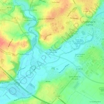 Le Gros Noyerの地形図、標高、地勢