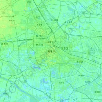 天津市の地形図、標高、地勢