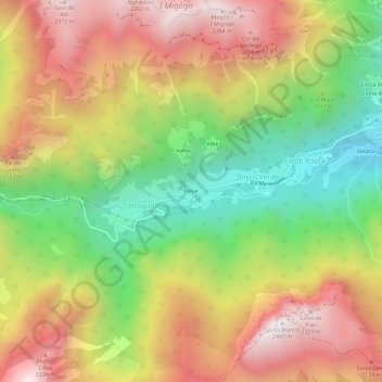 Palueの地形図、標高、地勢