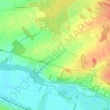 Fretの地形図、標高、地勢