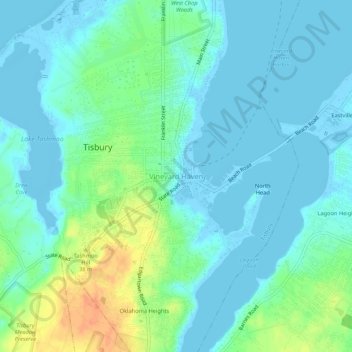 Vineyard Havenの地形図、標高、地勢