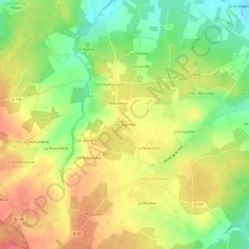 Les Touchesの地形図、標高、地勢