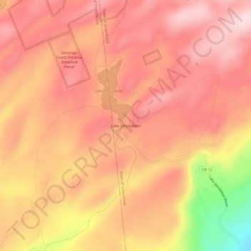 Lake Desolationの地形図、標高、地勢