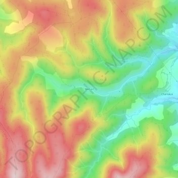 Bertailの地形図、標高、地勢