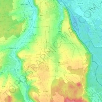 Beutelreuschの地形図、標高、地勢