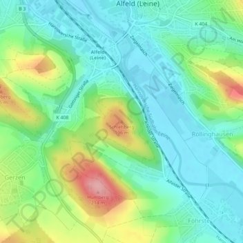 Schlehbergの地形図、標高、地勢