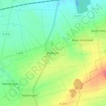 Bettrumの地形図、標高、地勢