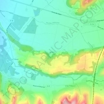 Le Planの地形図、標高、地勢