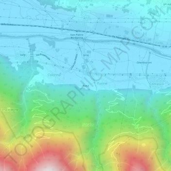 Poiraの地形図、標高、地勢