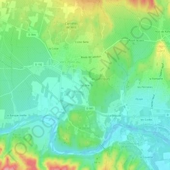 la Lôneの地形図、標高、地勢