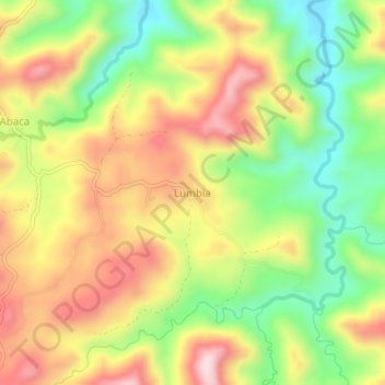 Lumbiaの地形図、標高、地勢