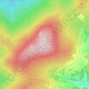 Skalnikの地形図、標高、地勢