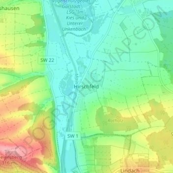 Hirschfeldの地形図、標高、地勢