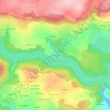 Beau Rivageの地形図、標高、地勢