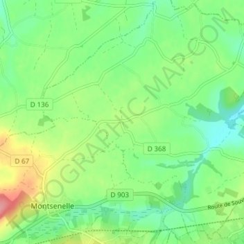 Le Haut Cheminの地形図、標高、地勢