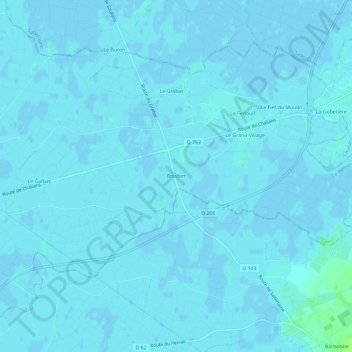 Boisfortの地形図、標高、地勢