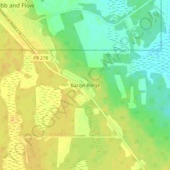 Bacon Ridgeの地形図、標高、地勢