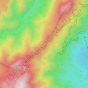 Middle Bendの地形図、標高、地勢
