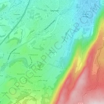 La Culazの地形図、標高、地勢