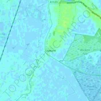 Upwareの地形図、標高、地勢