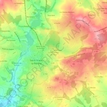 La Bachellerie-du-Nordの地形図、標高、地勢