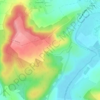 Hautes Phrasesの地形図、標高、地勢