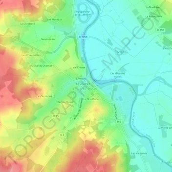 Les Ecolesの地形図、標高、地勢