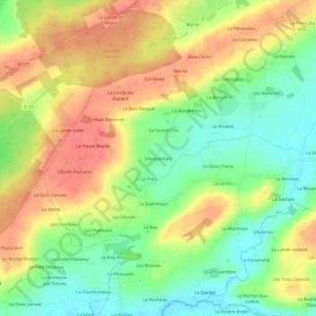 L'Amplardaisの地形図、標高、地勢