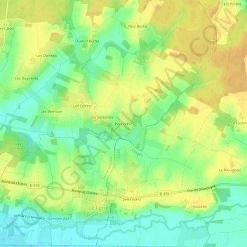 Panissièreの地形図、標高、地勢