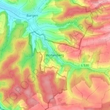 Wollenbergの地形図、標高、地勢