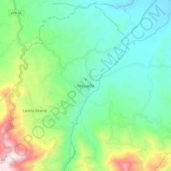 Yecuatlaの地形図、標高、地勢