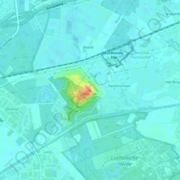 Dak van Brabantの地形図、標高、地勢