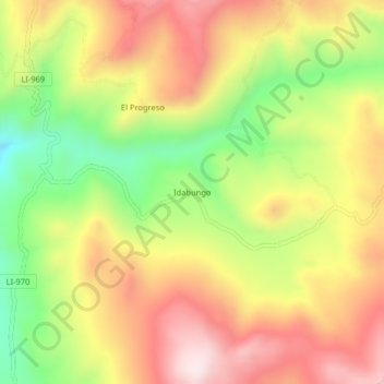 Idabungoの地形図、標高、地勢