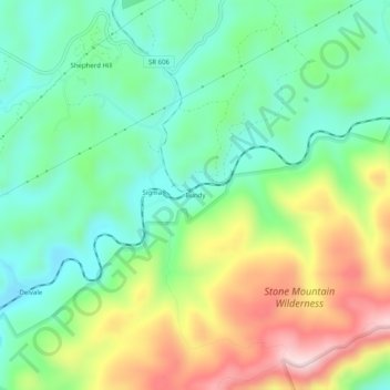 Bundyの地形図、標高、地勢
