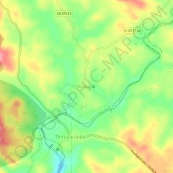 Kadayalの地形図、標高、地勢