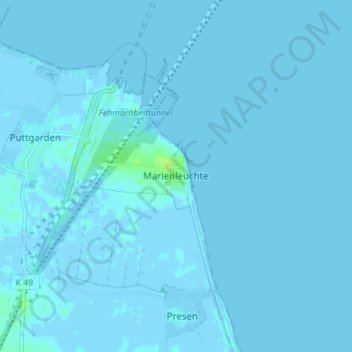 Marienleuchteの地形図、標高、地勢