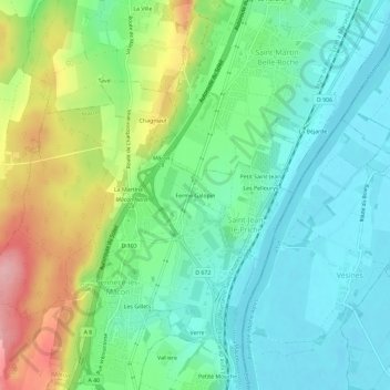 Ferme Galopinの地形図、標高、地勢