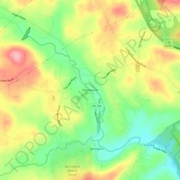 Glenmooreの地形図、標高、地勢