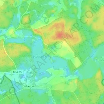Brückentinの地形図、標高、地勢