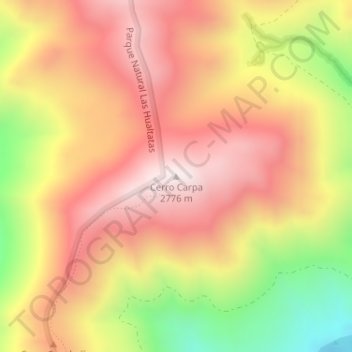 Cerro Carpaの地形図、標高、地勢